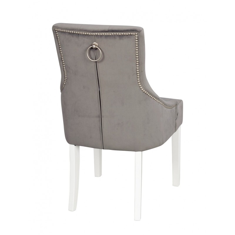 RO Stell Dining Chair Grey Plush/White